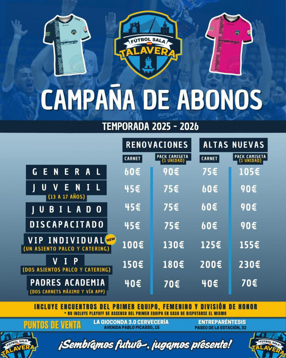 A la venta los abonos del FS Talavera para la temporada 2025/26